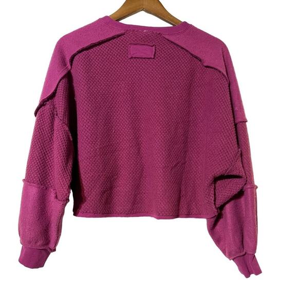 Out From Under Mel Cozy Pieced Henley Top Purple Relaxed Small - Picture 5 of 8